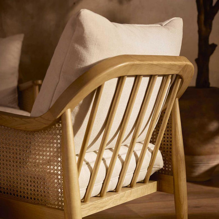 Luberon Armchair Oak & Rattan W/Linen Blend Cushions
