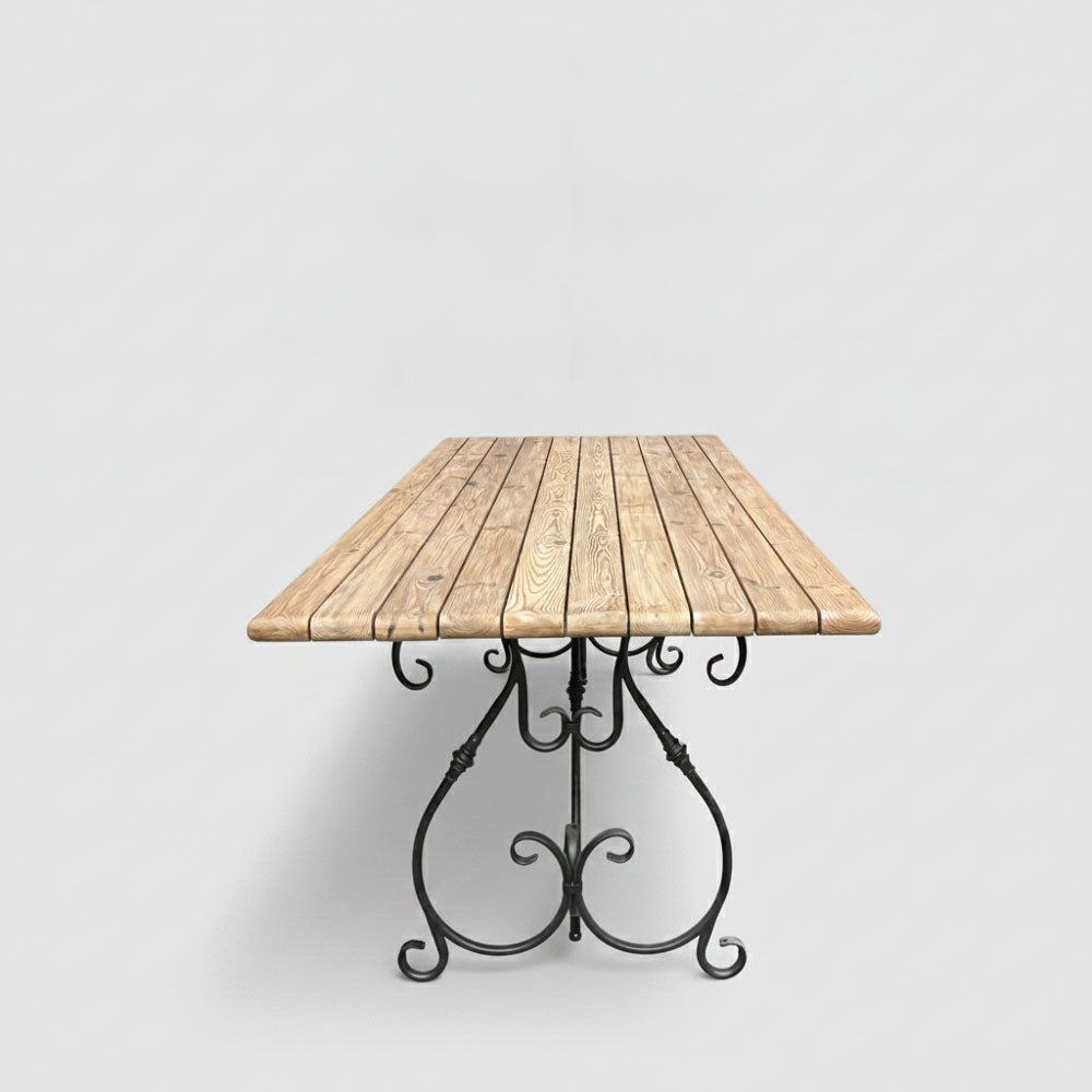 Avignon Dining Table Forged Iron & Ebonized Pinewood