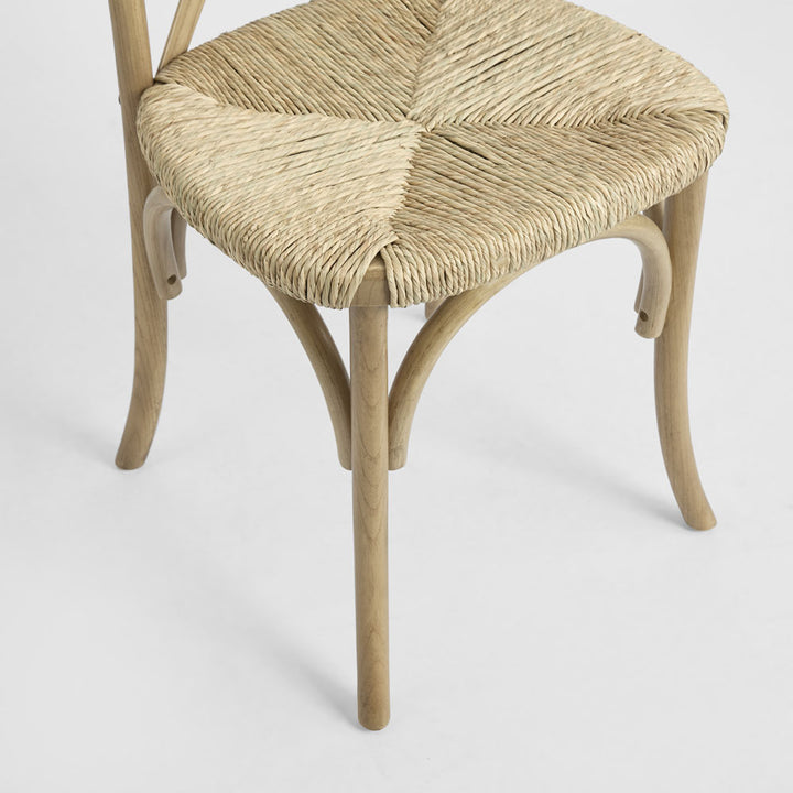 Bergerac Cross Back Dining Chair Seegrass & Oak