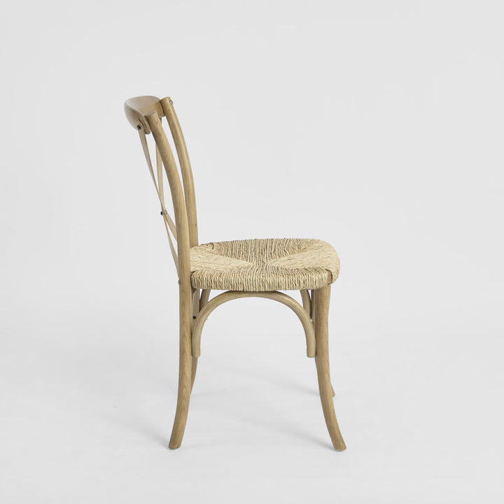Bergerac Cross Back Dining Chair Seegrass & Oak