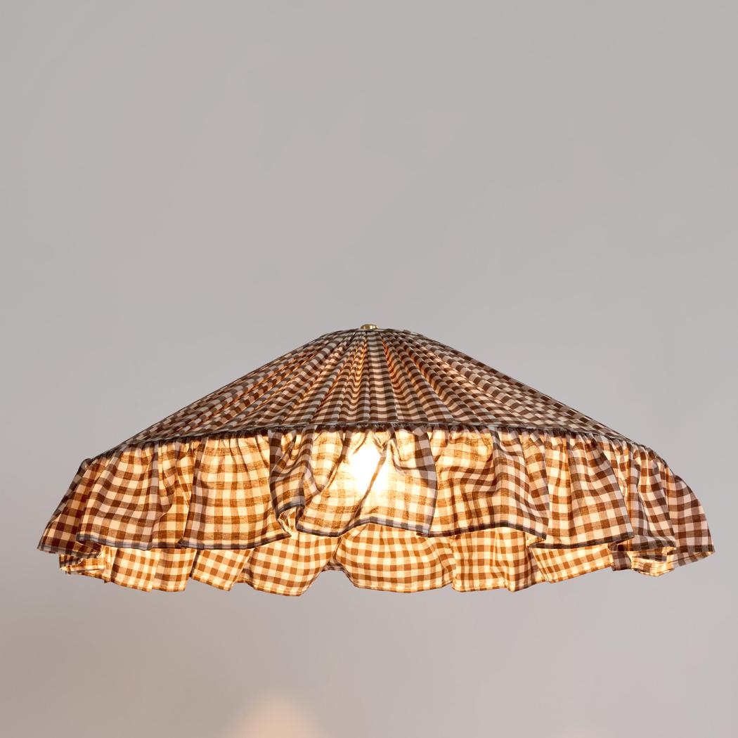 The Heirloom Pleated Lampshade Gingham Brown