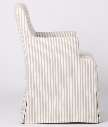 Clifton Dining Chair w/Arms Slip Cover Beige Stripe