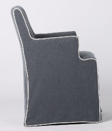 Clifton Dining Chair w/Arms Slip Cover Navy with Ivory Piping