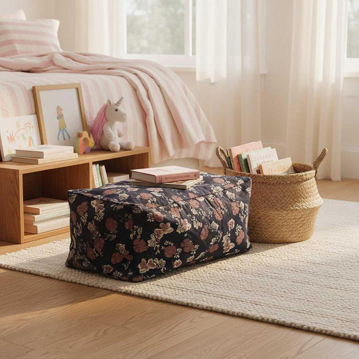 Indigo Rose Rect Ottoman