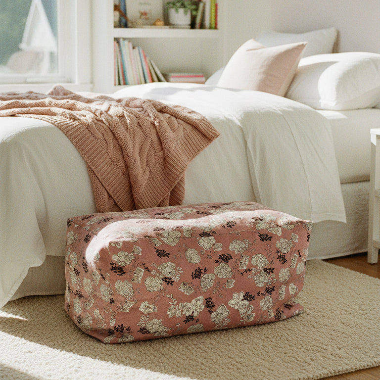 Estate Rose Rect Ottoman