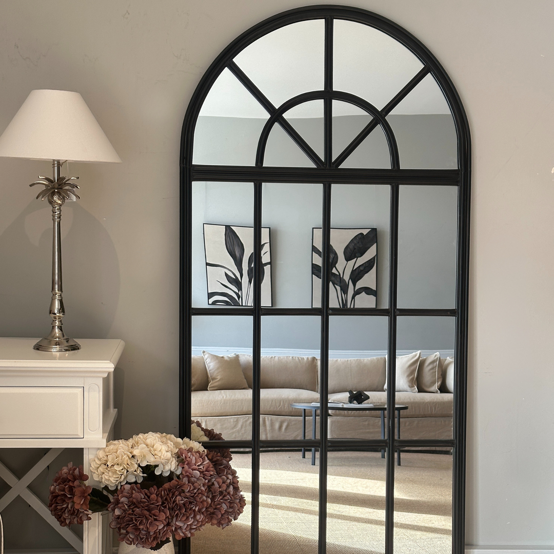 Large Iron Arch Mirror With Panes