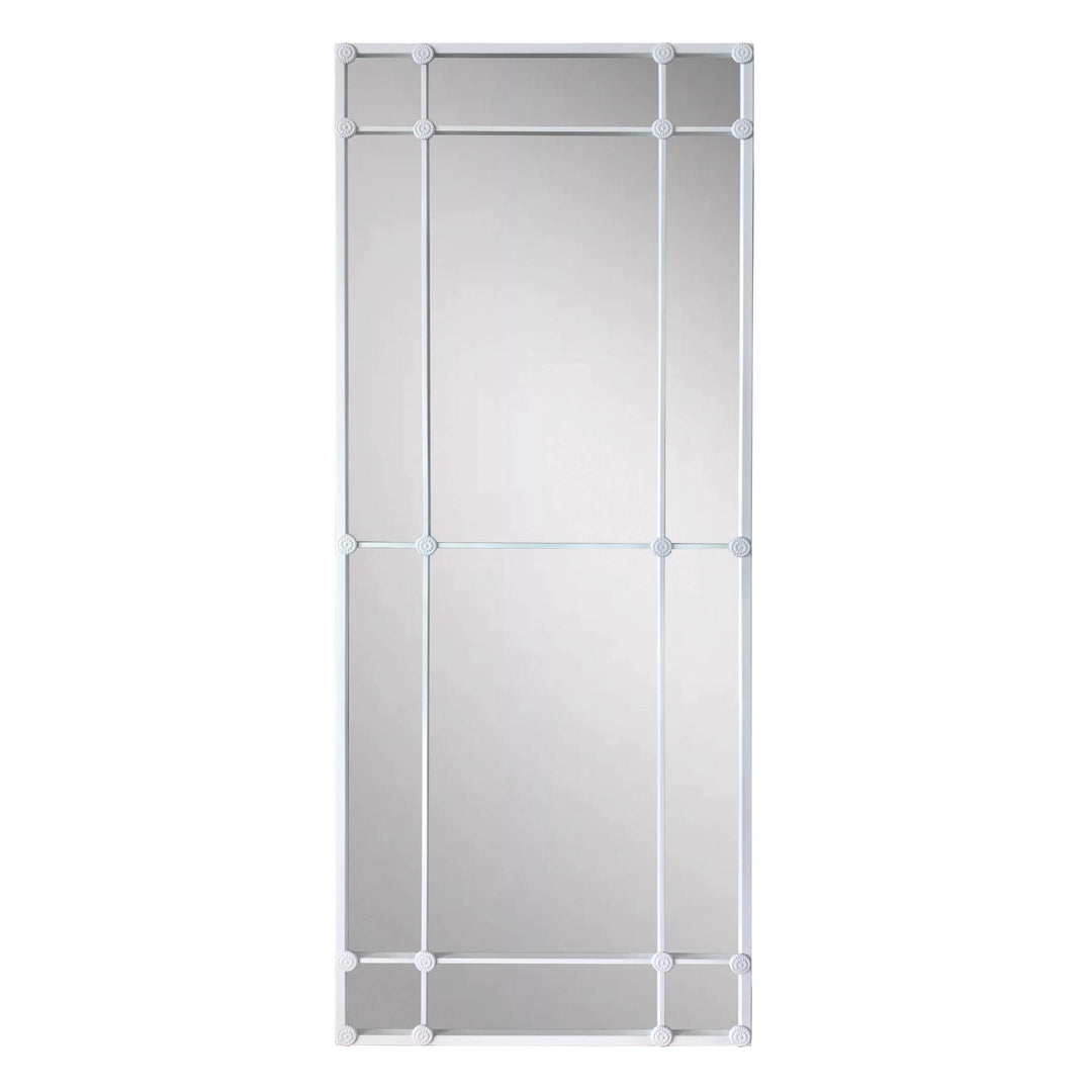 Rectangular 12 Pane Mirror in White