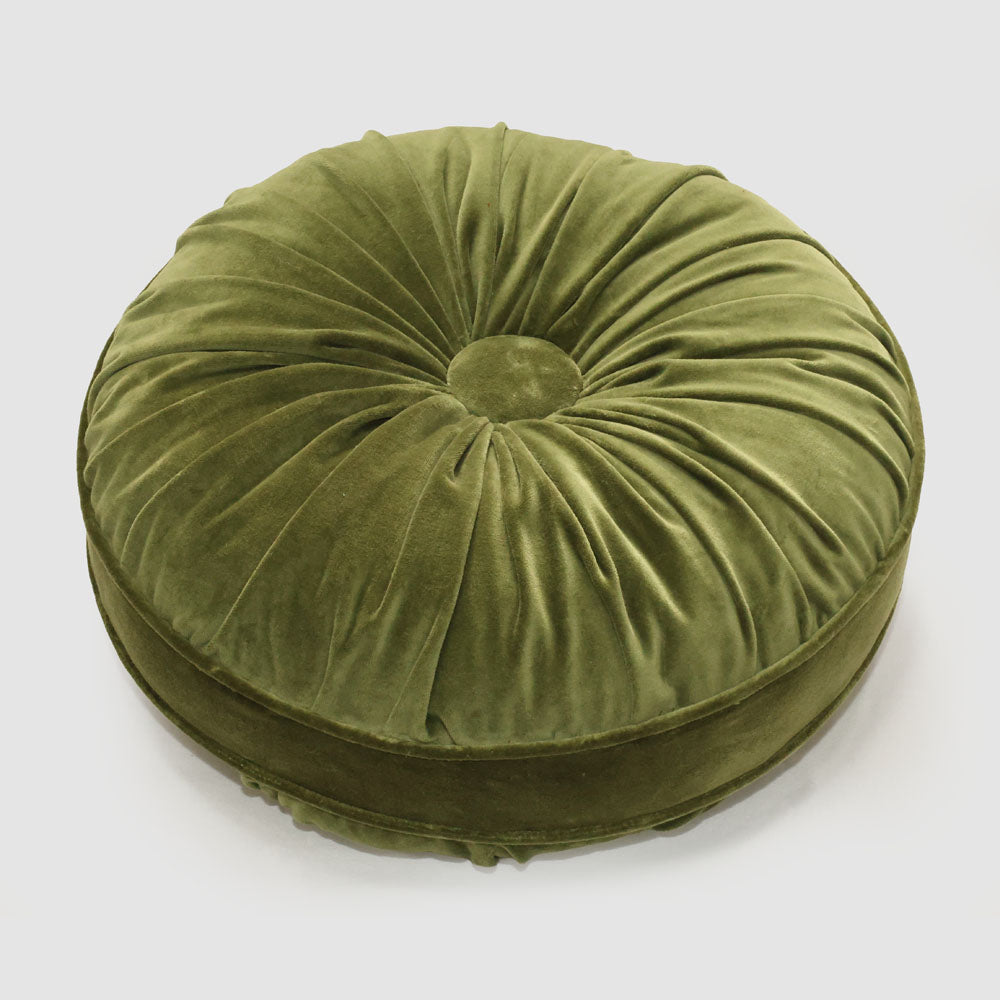 Petal 45cm Round Velvet Cushion Dark Green