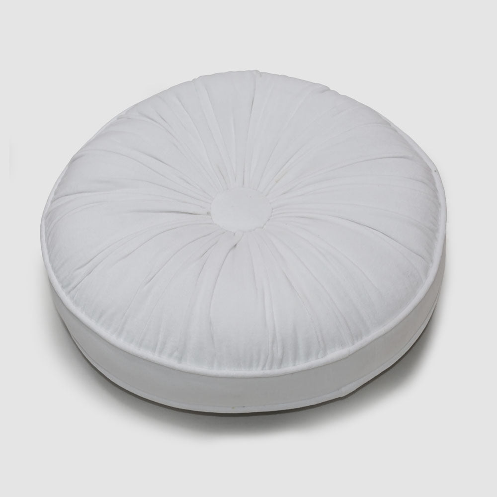 Petal 45cm Round Velvet Cushion White
