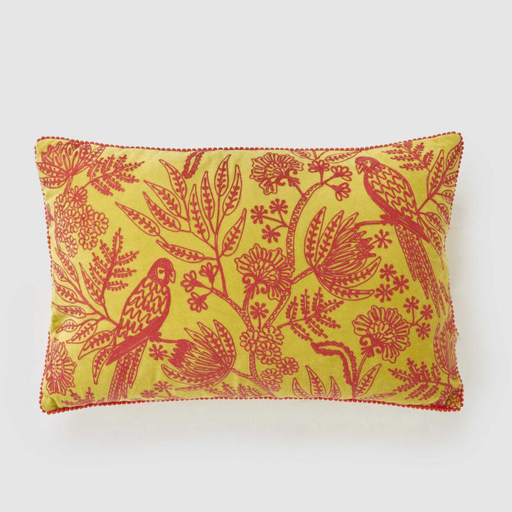 Jungle Bird Cushion 40x60cm Yellow & Fushcia