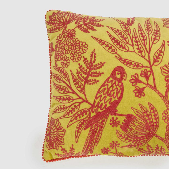 Jungle Bird Cushion 40x60cm Yellow & Fushcia