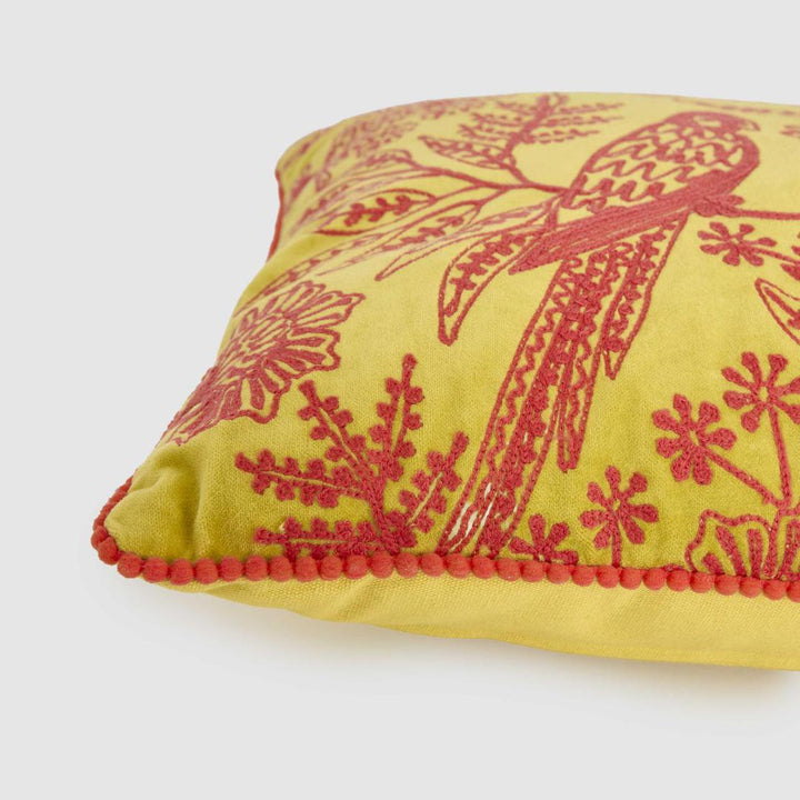 Jungle Bird Cushion 40x60cm Yellow & Fushcia