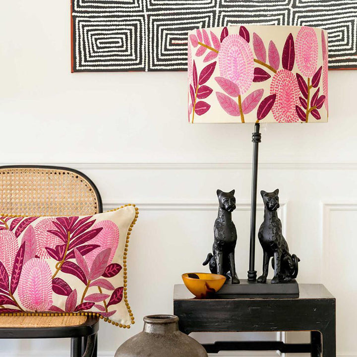 Pink Banksia Cushion 40x60cm Cream