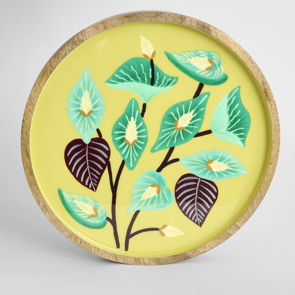 Peace Lily Enamel Tray Yellow