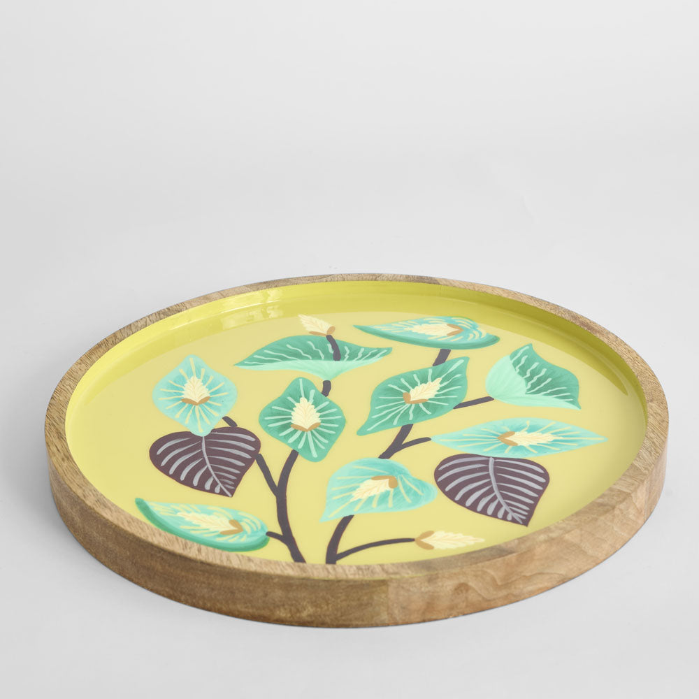 Peace Lily Enamel Tray Yellow