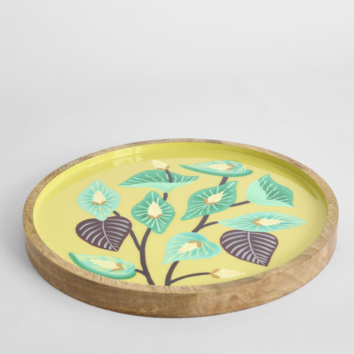 Peace Lily Enamel Tray Yellow