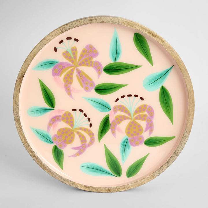 Lilies Enamel Tray Light Pink