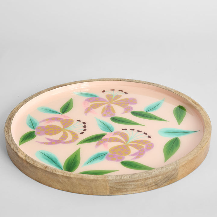 Lilies Enamel Tray Light Pink