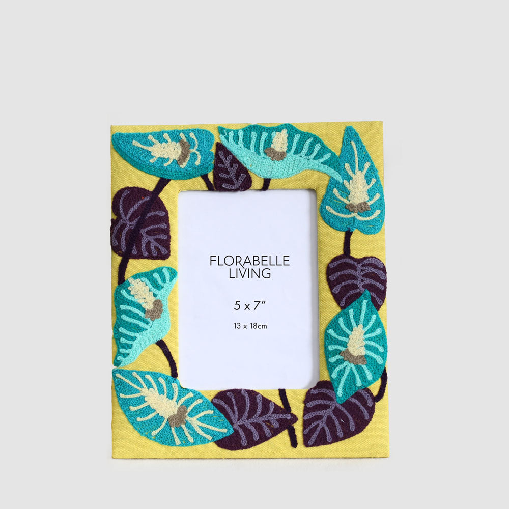 Peace Lily 5 x 7" Embroidered Photoframe Yellow