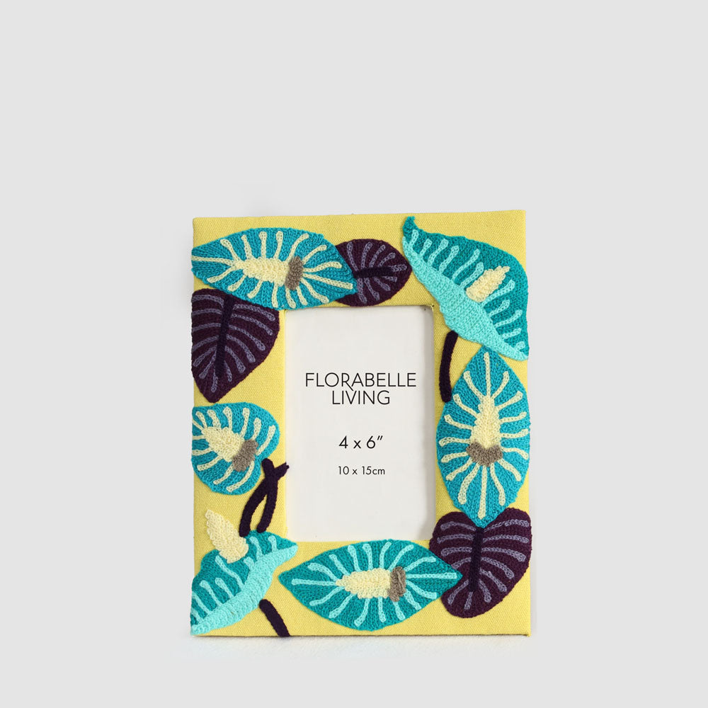 Peace Lily 4 x 6" Embroidered Photoframe Yellow
