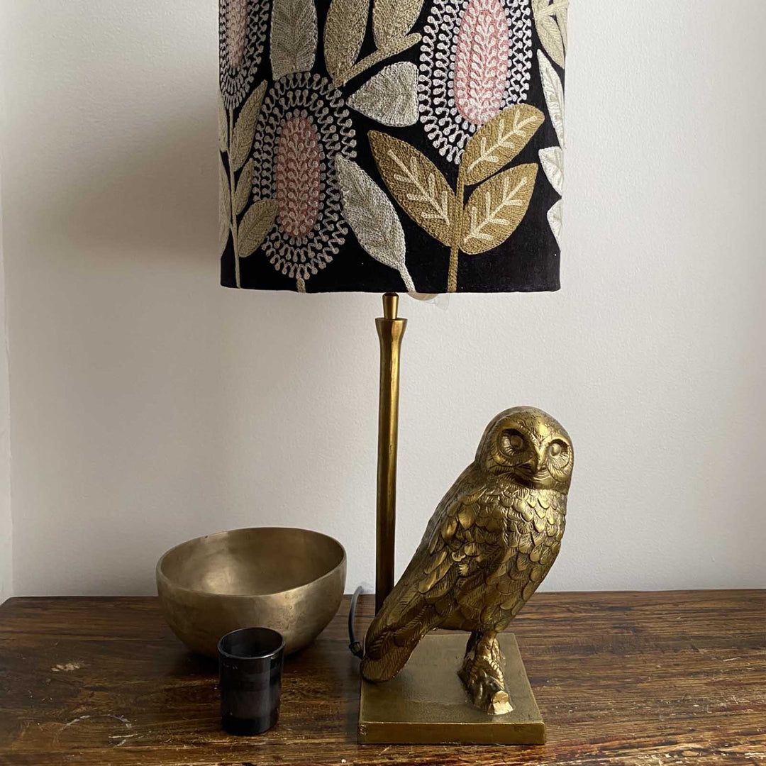 Owl Table Lamp Base only Antique Gold