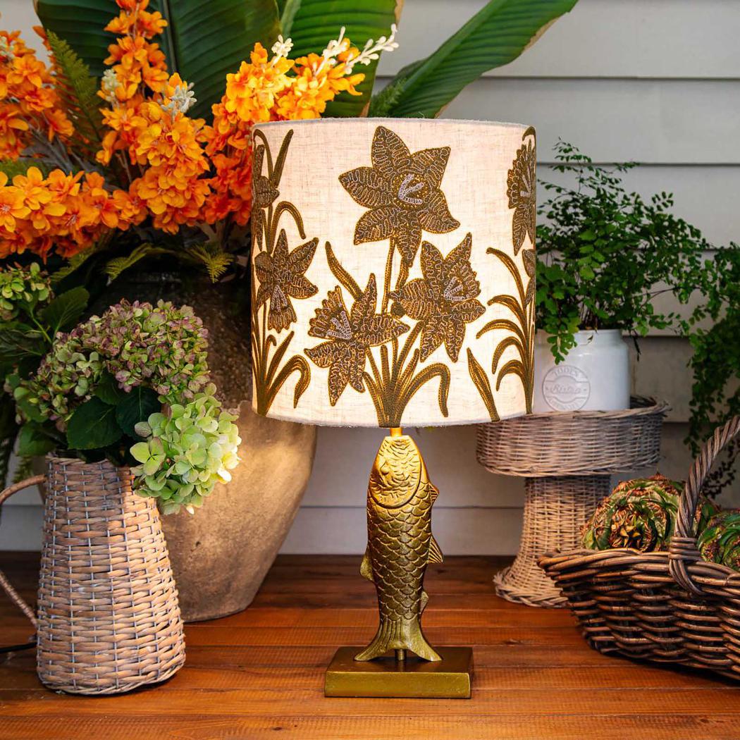 Fish Table Lamp Base only Antique Gold