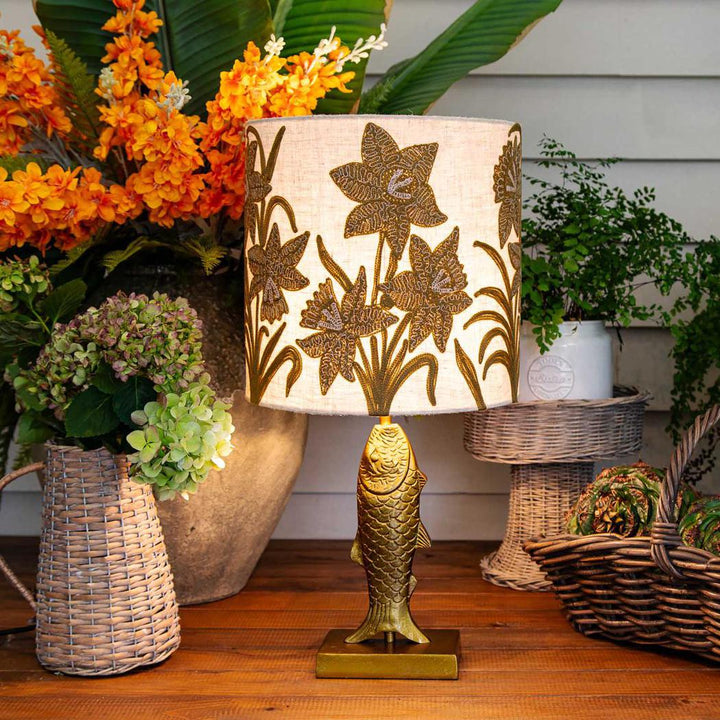 Fish Table Lamp Base only Antique Gold