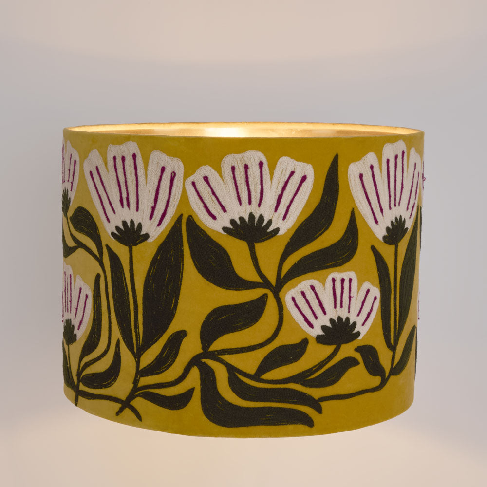 AD Daisy Velvet Drum Shade Yellow