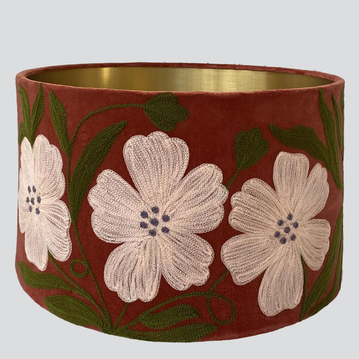 Poppy Velvet Drum Shade Rust Multi