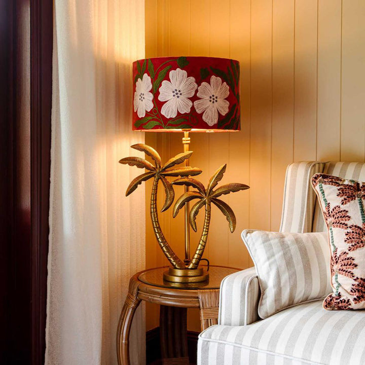 Poppy Velvet Drum Shade Rust Multi