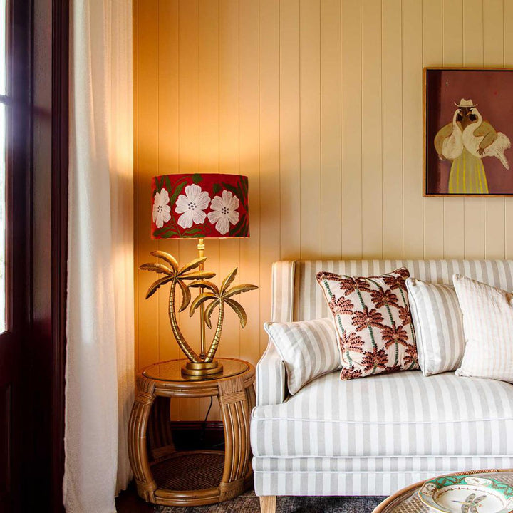 Poppy Velvet Drum Shade Rust Multi