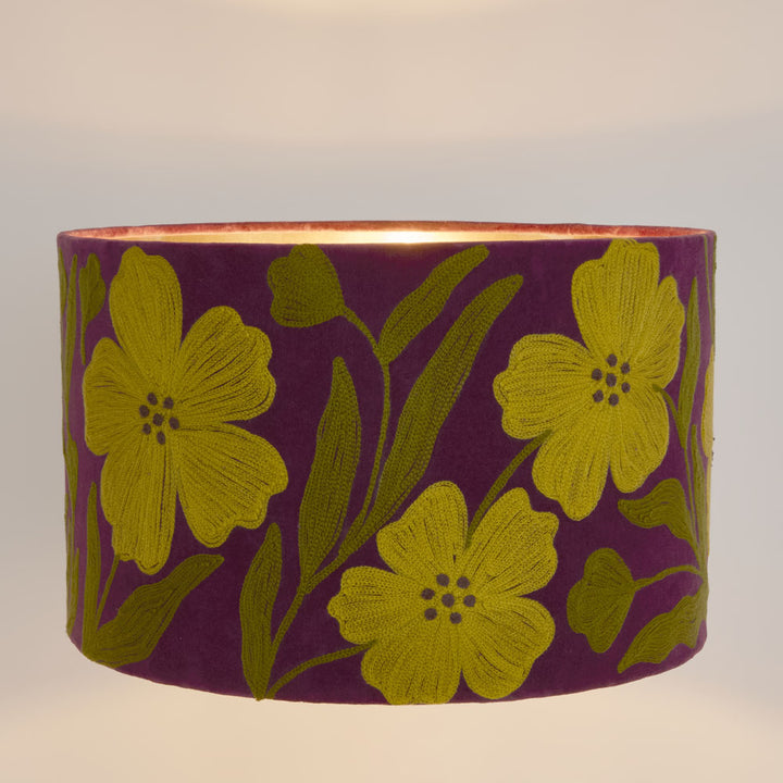 Poppy Velvet Drum Shade Purple Multi