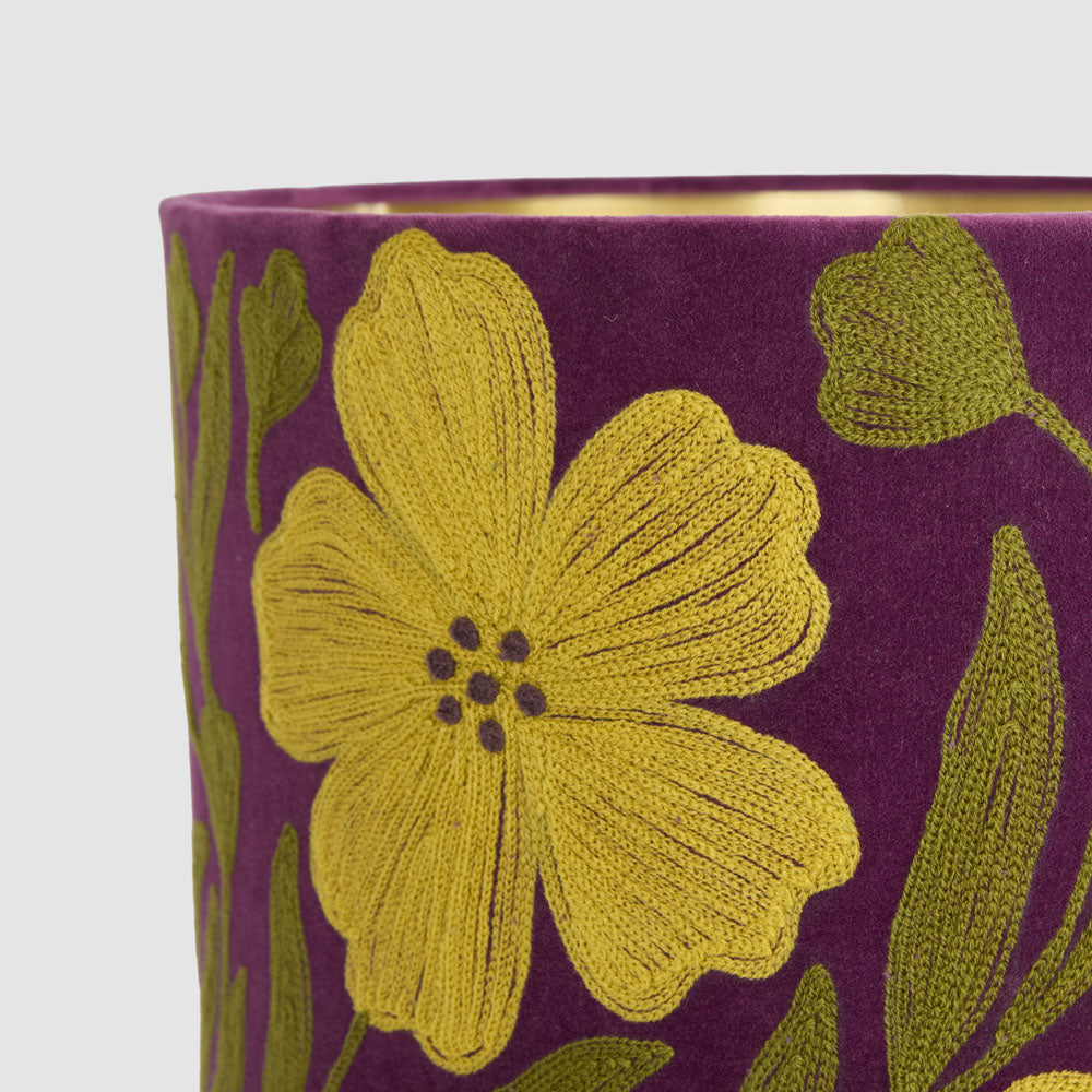 Poppy Velvet Drum Shade Purple Multi