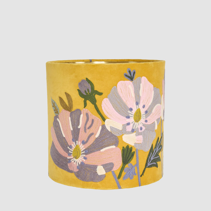 Wildflower Velvet Drum Shade Yellow Multi
