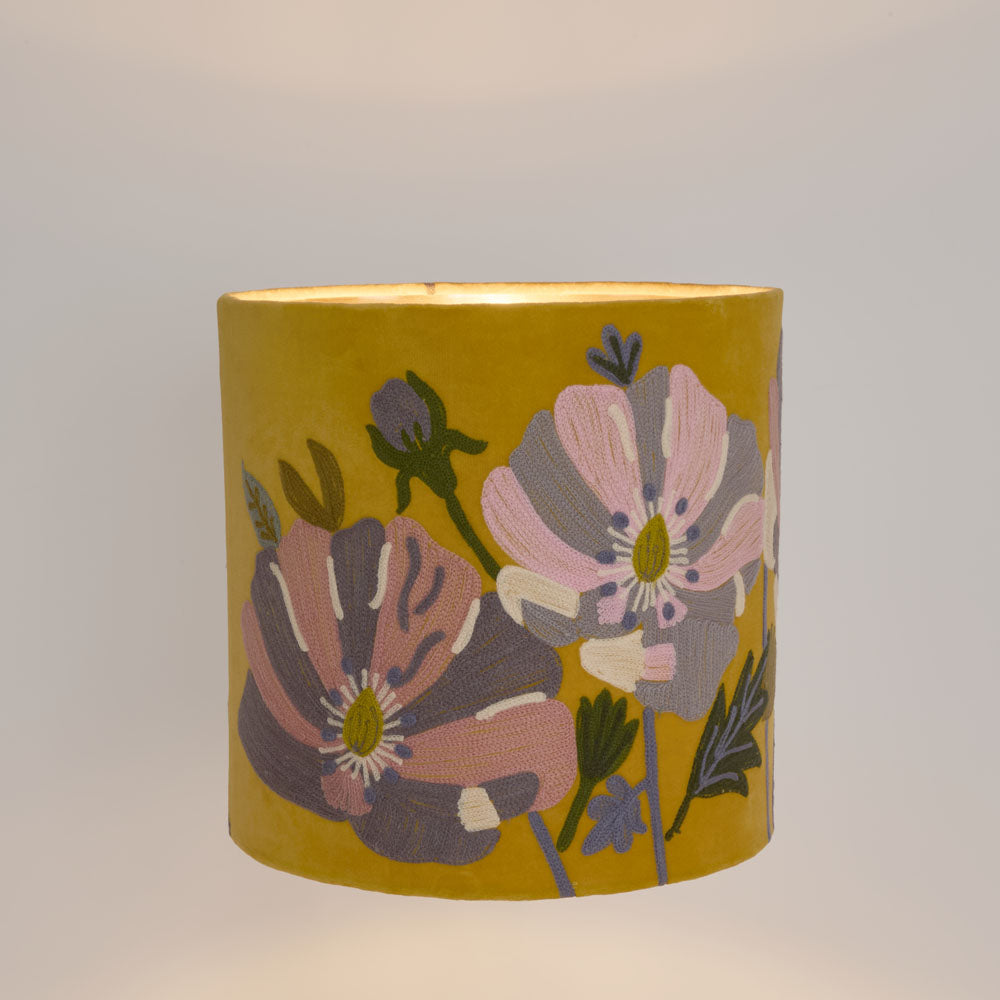 Wildflower Velvet Drum Shade Yellow Multi