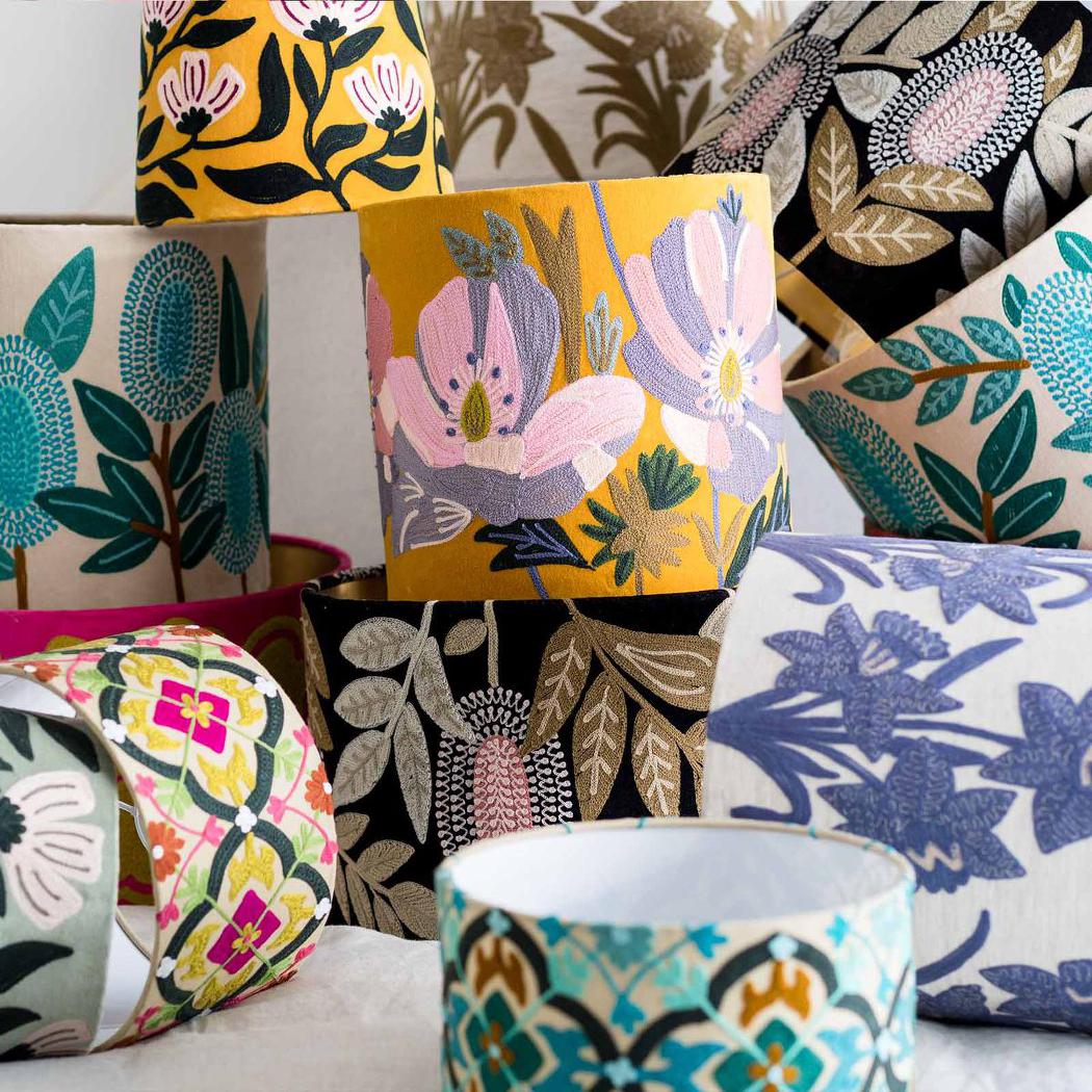 Wildflower Velvet Drum Shade Yellow Multi