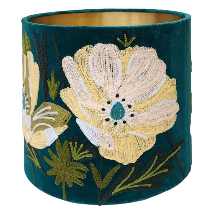 Wildflower Velvet Drum Shade Teal Multi
