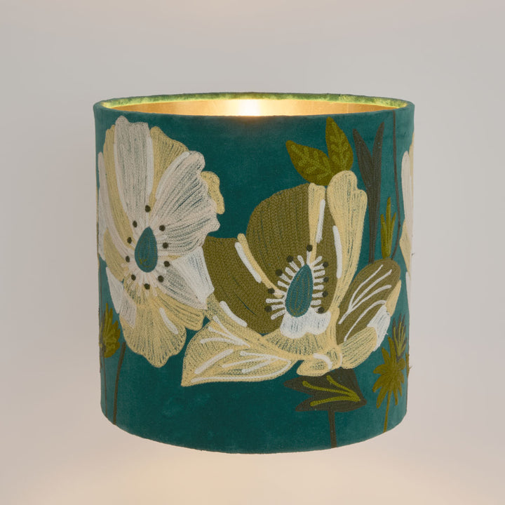 Wildflower Velvet Drum Shade Teal Multi