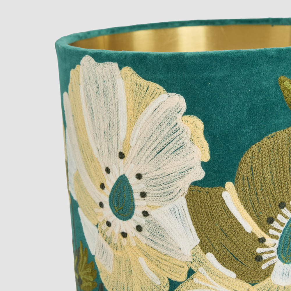Wildflower Velvet Drum Shade Teal Multi