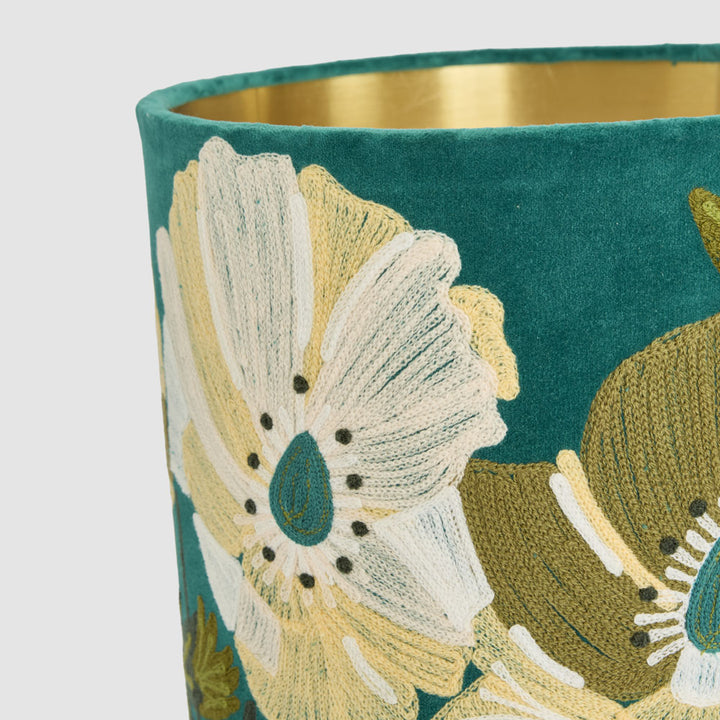 Wildflower Velvet Drum Shade Teal Multi