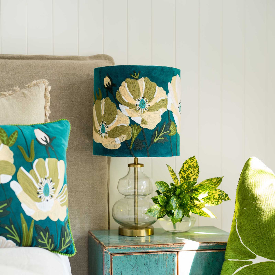 Wildflower Velvet Drum Shade Teal Multi
