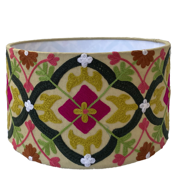 Mosaic Cottom Drum Shade Pink / Mustard Multi