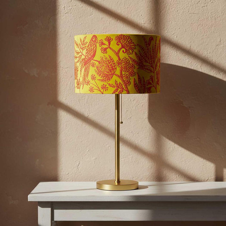 Jungle Bird Drum Shade Large Yellow & Fushcia