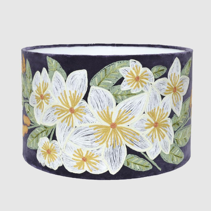 White Frangipani Drum Shade 40x25cm Plum
