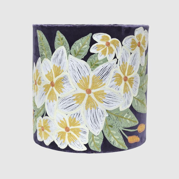 White Frangpani Drum Shade 30x30cm Plum