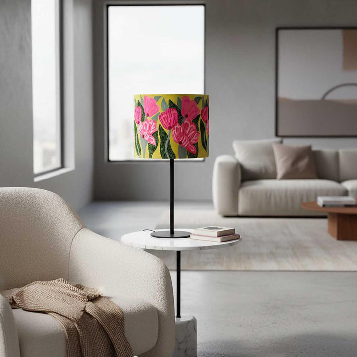 Lotus Flower Drum Shade 40x25cm Yellow