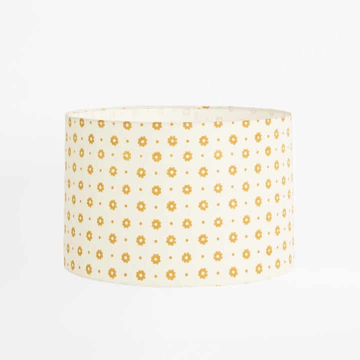 Cottage Bloom Block Print Drum Shade Mustard