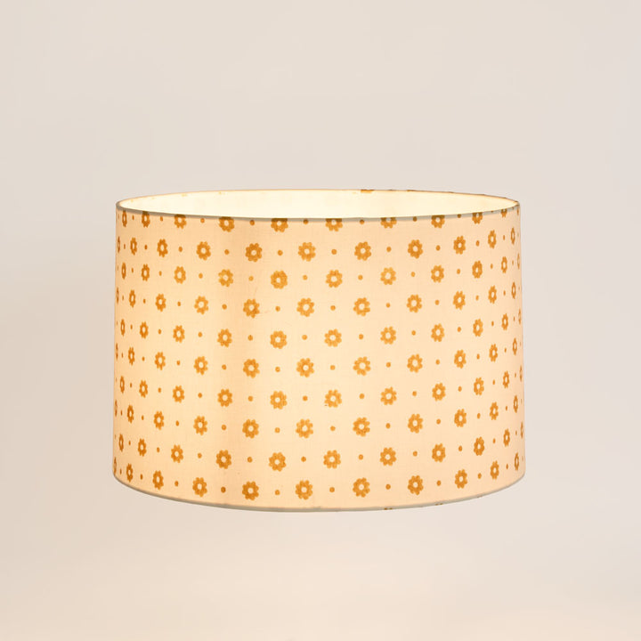 Cottage Bloom Block Print Drum Shade Mustard
