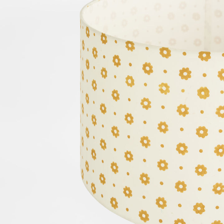 Cottage Bloom Block Print Drum Shade Mustard