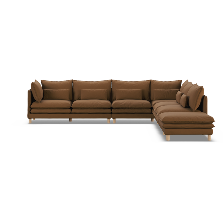Aura 7 Seater Modular with Open End - Brown